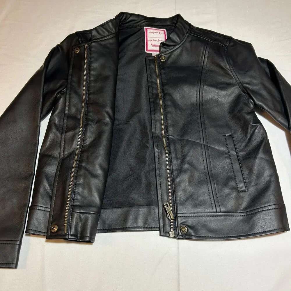 Gymbore Girls Medium 7/8 Black City Kitty Faux Leather Jacket